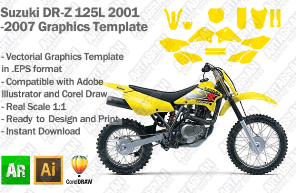 Suzuki DRZ 125L 2001 2002 2003 2004 2005 2006 2007 Graphics Template