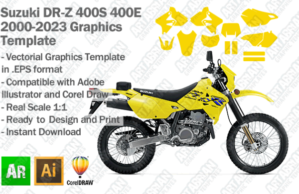 Suzuki DRZ 400 2000 2001 2002 2003 2004 2005 2006 2007 2008 2009 2010 2011 2012 2013 2014 2015 2016 2017 2018 2019 2020 2021 2022 2023 Graphics Template