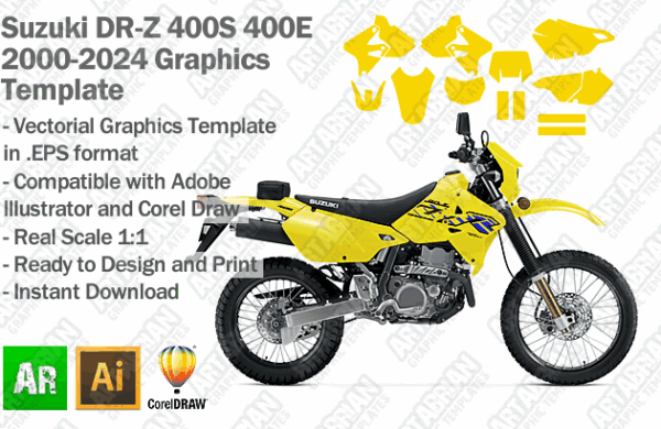 Suzuki DRZ 400 2000 2001 2002 2003 2004 2005 2006 2007 2008 2009 2010 2011 2012 2013 2014 2015 2016 2017 2018 2019 2020 2021 2022 2023 2024 Graphics Template
