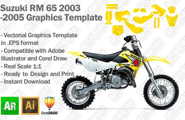 Suzuki RM 65 MX Motocross 2003 2004 2005 Graphics Template