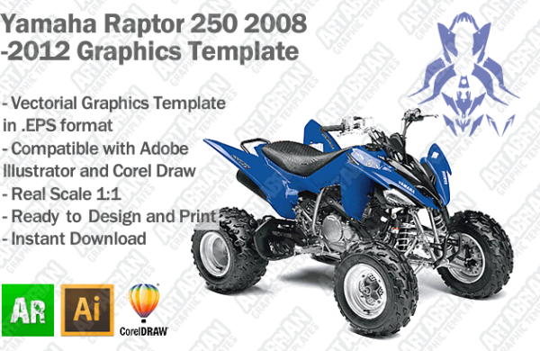 Yamaha Raptor 250 ATV Quad 2008 2009 2010 2011 2012 Graphics Template