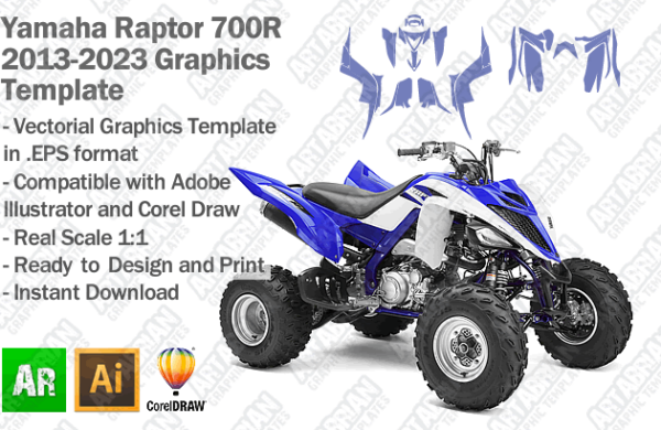 Yamaha Raptor 700R ATV Quad 2013 2014 2015 2016 2017 2018 2019 2020 2021 2022 2023 Graphics Template