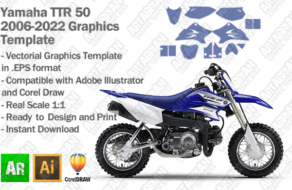 Yamaha TTR 50 2006 2007 2008 2009 2010 2011 2012 2013 2014 2015 2016 2017 2018 2019 2020 2021 2022 Graphics Template