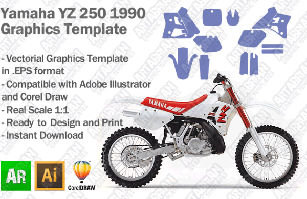 Yamaha YZ 250 MX Motocross 1990 Graphics Template