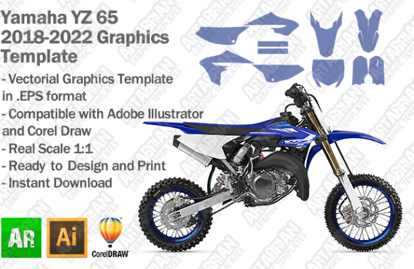 Yamaha YZ 65 MX Motocross 2018 2019 2020 2021 2022 Graphics Template