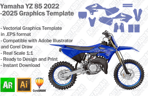 Yamaha YZ 85 MX Motocross 2022 2023 2024 2025 Graphics Template