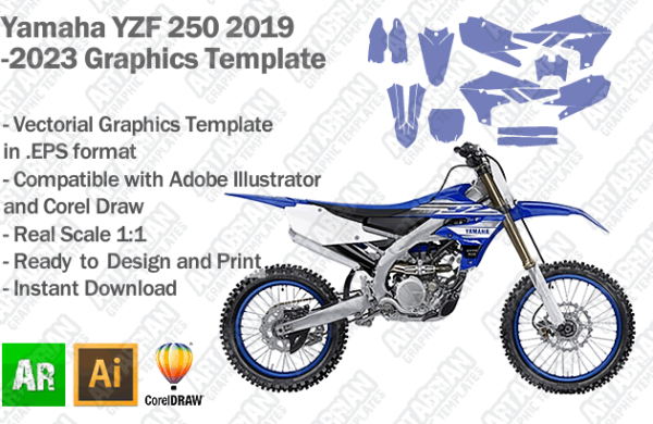 Yamaha YZF 250 MX Motocross 2019 2020 2021 2022 2023 Graphics Template