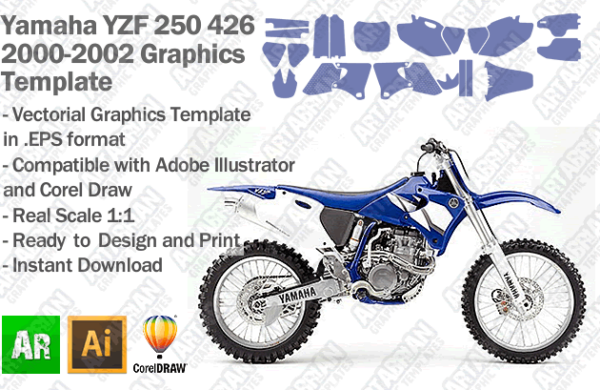 Yamaha YZF 250 426 MX Motocross 2000 2001 2002 Graphics Template