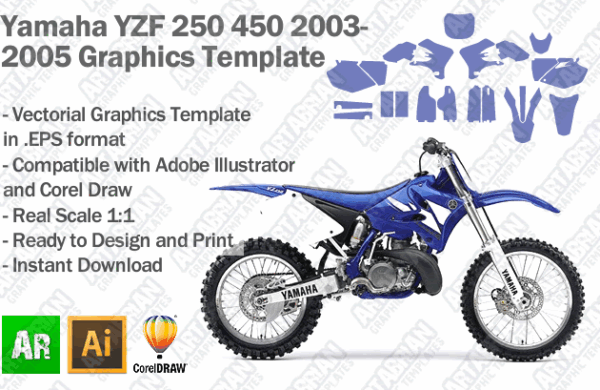 Yamaha YZF 250 450 MX Motocross 2003 2004 2005 Graphics Template