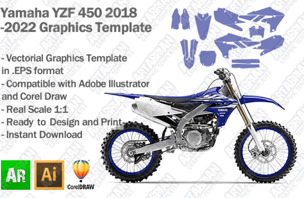 Yamaha YZF 450 MX Motocross 2018 2019 2020 2021 2022 Graphics Template