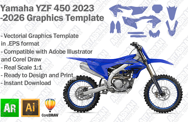 Yamaha YZF 450 MX Motocross 2023 2024 2025 2026 Graphics Template