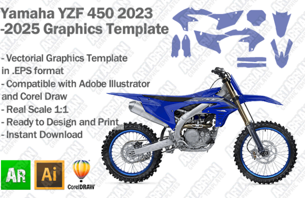 Yamaha YZF 450 MX Motocross 2023 2024 2025 Graphics Template