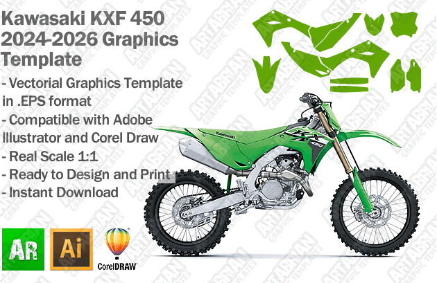 Kawasaki KXF 450 MX Motocross 2024 2025 2026 Graphics Template