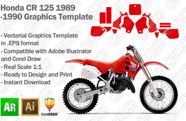 Honda CR 125 MX Motocross 1989 1990 Graphics Template