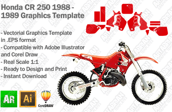 Honda CR 250 MX Motocross 1988 1989 Graphics Template