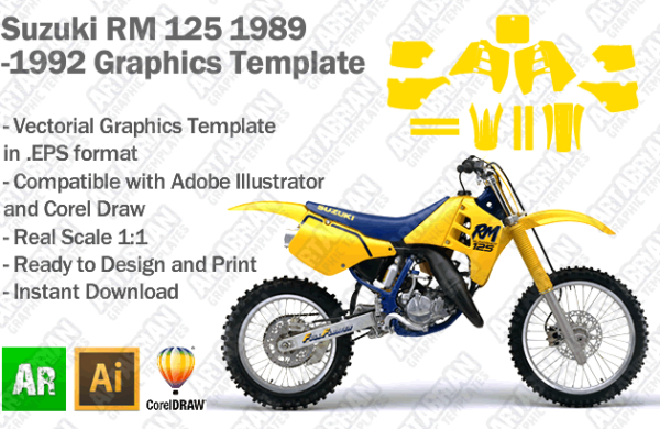 Suzuki RM 125 MX Motocross 1989 1990 1991 1992 Graphics Template