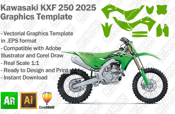 Kawasaki KXF 250 MX Motocross 2025 Graphics Template