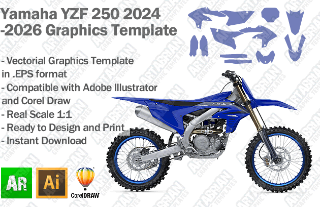 Yamaha YZF 250 MX Motocross 2024 2025 2026 Graphics Template