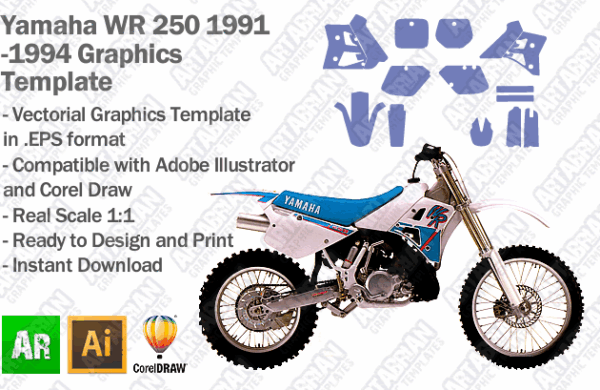 Yamaha WR 250 MX Enduro 1991 1992 1993 1994 Graphics Template