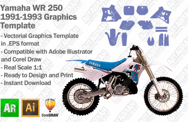 Yamaha WR 250 MX Enduro 1991 1992 1993 Graphics Template
