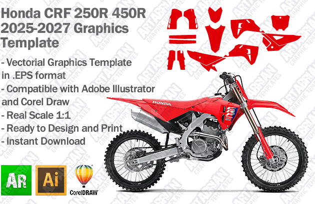 Honda CRF 250R 450R MX Motocross 2025 2026 2027 Graphics Template
