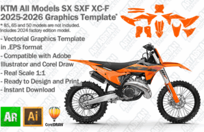 KTM SX SXF XC-F MX Motocross All Models 2025 2026 Graphics Template