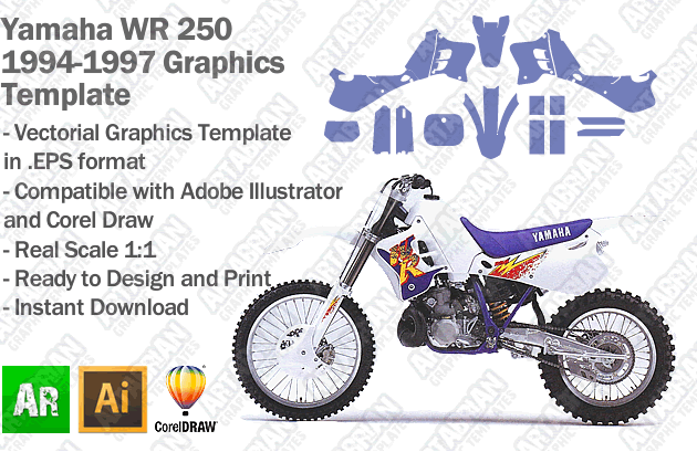 Yamaha WR 250 MX Enduro 1994 1995 1996 1997 Graphics Template
