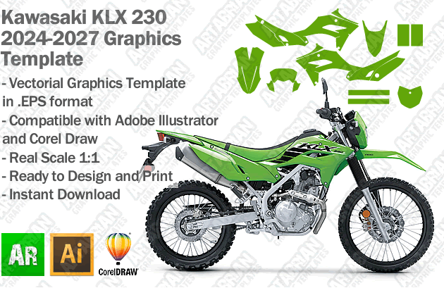 Kawasaki KLX 230 2024 2025 2026 2027 Graphics Template