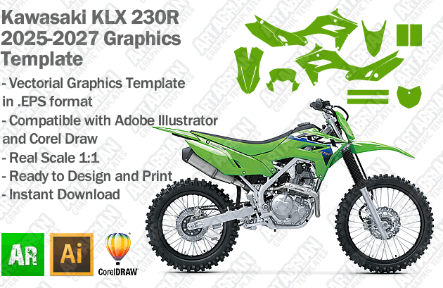 Kawasaki KLX 230R 2025 2026 2027 Graphics Template