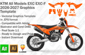 KTM EXC XCW Enduro All Models 2026 2027 Graphics Template