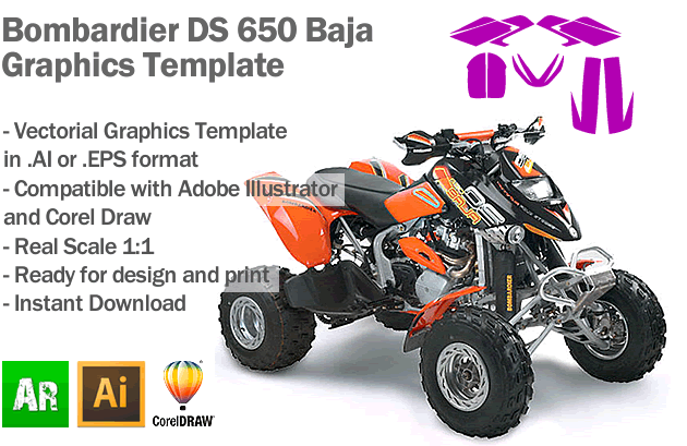 Bombardier DS 650 Baja ATV Quad Graphics Template