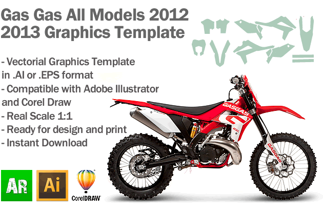 Gas Gas Enduro MX Motocross All Models 2012 2013 Graphics Template
