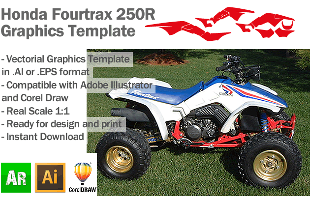 Honda Fourtrax 250R ATV Quad Graphics Template