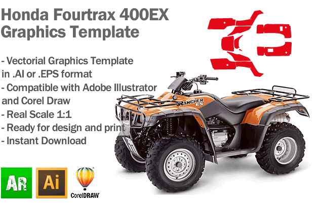 Honda Fourtrax 350ES ATV Quad Graphics Template