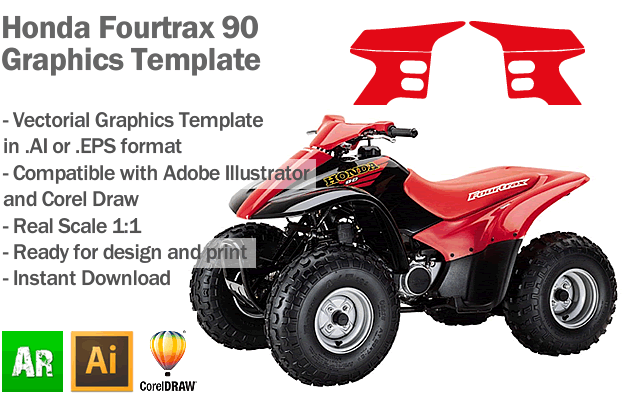 Honda Fourtrax 90 ATV Quad Graphics Template