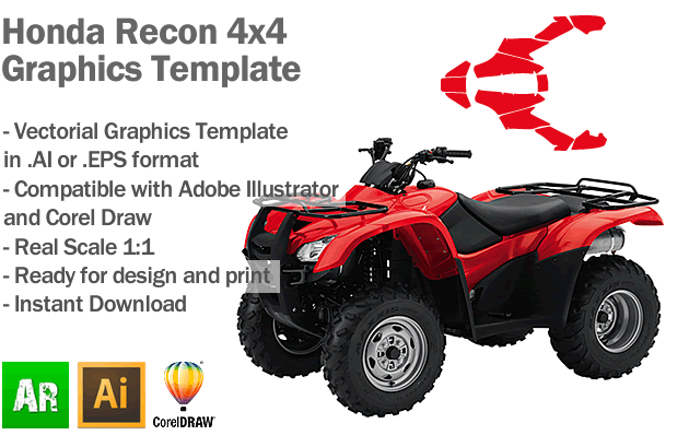 Honda Recon 4x4 ATV Quad Graphics Template