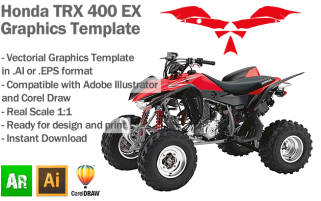 Honda TRX 400 EX ATV Quad 2008 2009 2010 2011 2012 Graphics Template