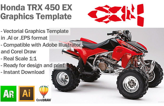 Honda TRX 450 EX ATV Quad Graphics Template