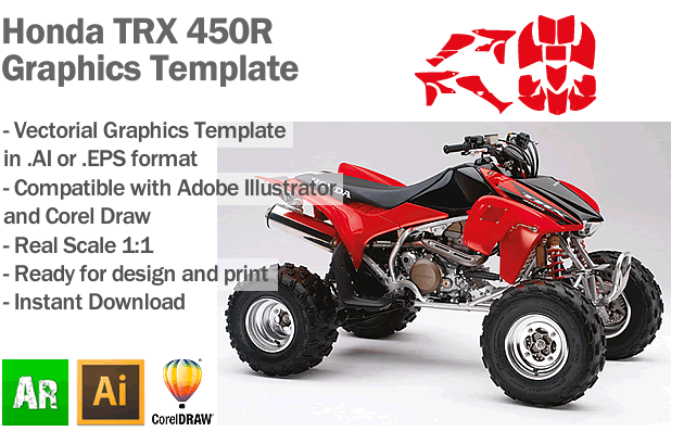 Honda TRX 450R ATV Quad 2005 2006 2007 2008 Graphics Template