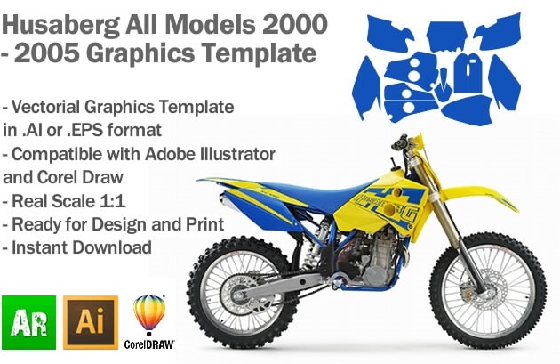 Husaberg Enduro MX Motocross All Models 2000 2001 2002 2003 2004 2005 Graphics Template