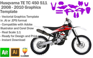 Husqvarna TE TC 450 511 Enduro MX Motocross 2008 2009 2010 Graphics Template