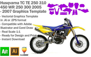 Husqvarna TC TE 250 310 450 WR 250 300 Enduro MX Motocross 2005 2006 2007 Graphics Template