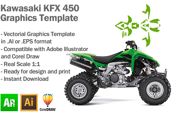 amplifikation Grusom vægt Kawasaki KFX 450 ATV Quad Graphics Template - Artabrian™ - Graphic Templates