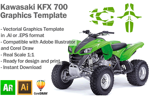 Kawasaki KFX 700 ATV Quad Graphics Template