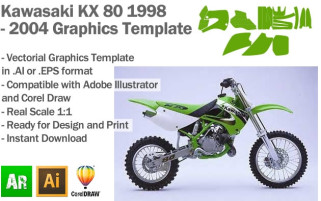 Kawasaki KX 80 MX Motocross 1998 1999 2000 2001 2002 2003 2004 Graphics Template