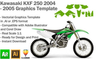 Kawasaki KXF 250 MX Motocross 2004 2005 Graphics Template