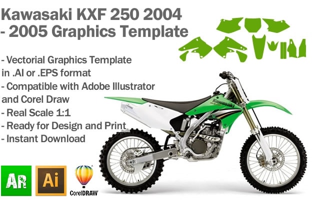 Kawasaki KXF 250 MX Motocross 2004 2005 Graphics Template