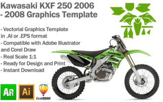 Kawasaki KXF 250 MX Motocross 2006 2007 2008 Graphics Template