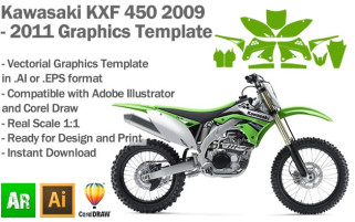 Kawasaki KXF 450 MX Motocross 2009 2010 2011 Graphics Template