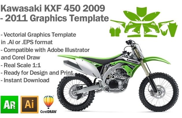 Kawasaki KXF 450 MX Motocross 2009 2010 2011 Graphics Template